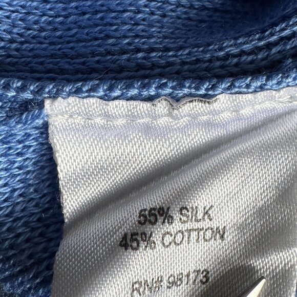 W By Worth Silk Cotton Sweater Sz M Crew Neck Side Zippers Classic Quiet Luxury - Picture 16 of 16